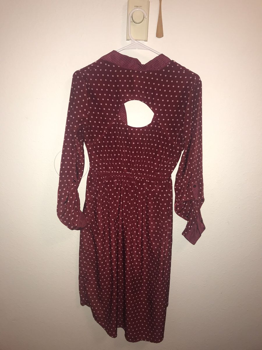 Maroon Longsleeve Polka-dot Dress_2